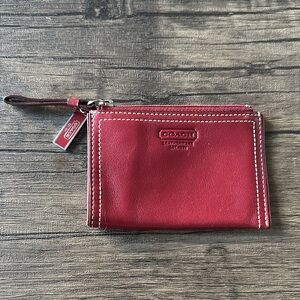 Coach Cherry Leather Zip Card Holder